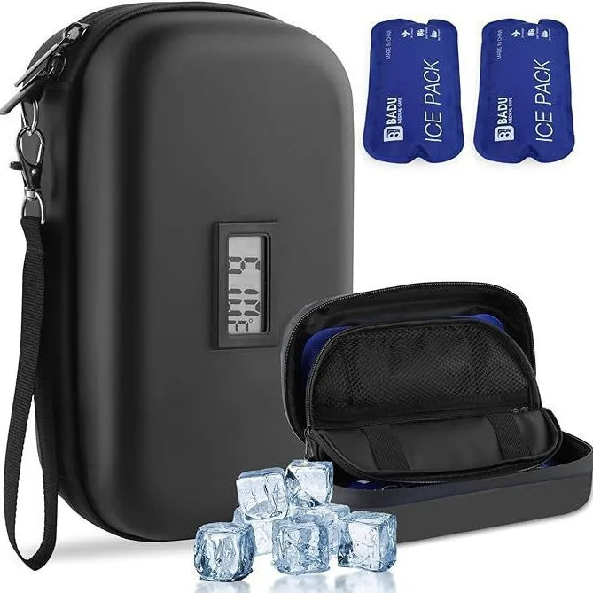 Large Insulin Cooler Travel Case Insulin Cooler Bag Temperature Display Heat Insulation for Diabetic Supplies Medicine Storage