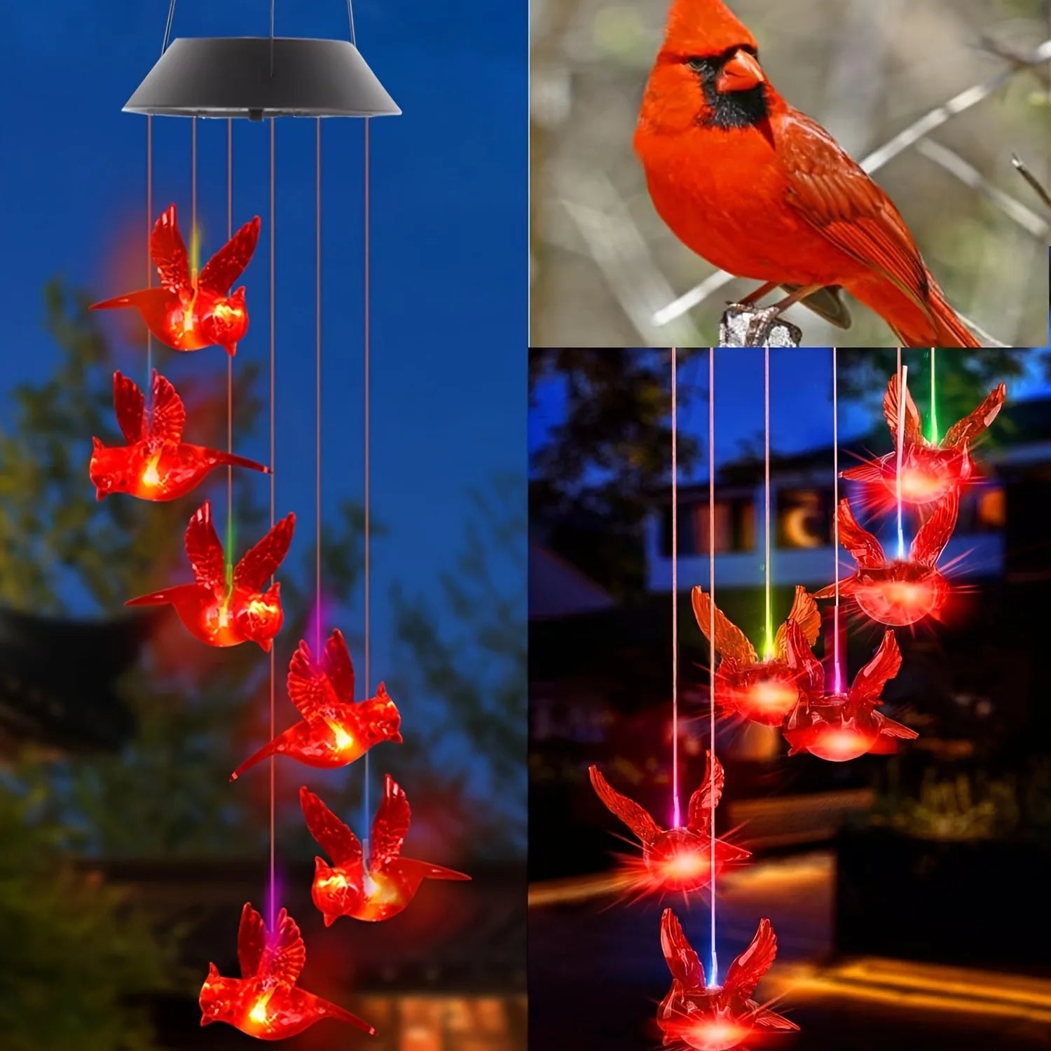 1PC Solar Wind Chime Outdoor, Color Changing Hanging Garden Light, Decorative Solar-Powered Chime Lighting for Patio/Yard