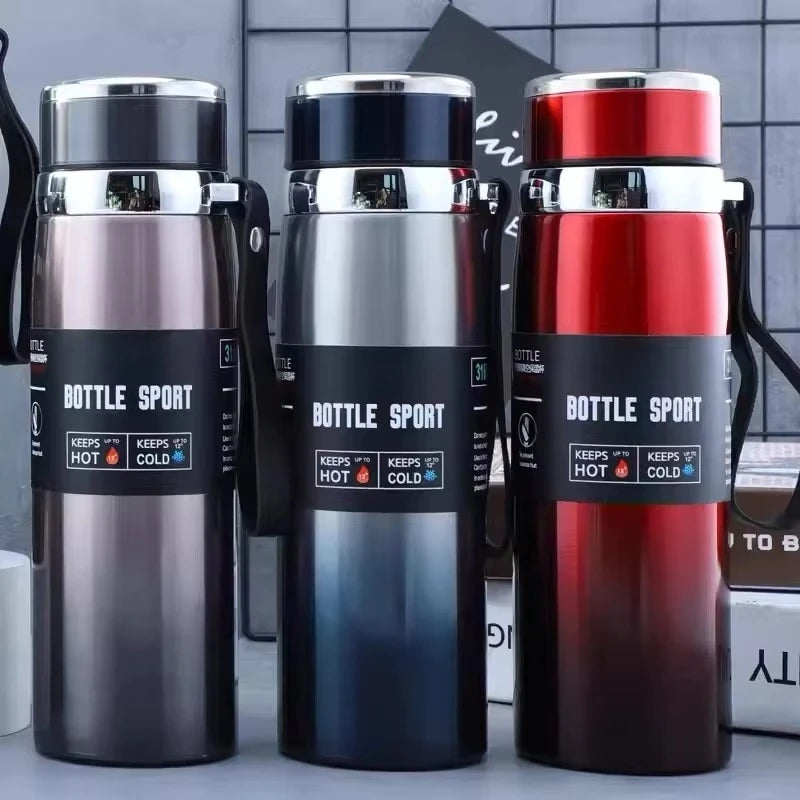 1L Portable Stainless Steel Thermal Bottle - Vacuum Insulated Thermos Keep Cold and Hot, for Water, Tea & Coffee Home Office Use