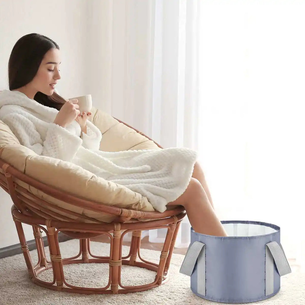 Portable Multi-Functional Folding Basin Foot Bath Basin Soaking Basin with Heat Retention Ideal for Home Use and Outdoor Travel
