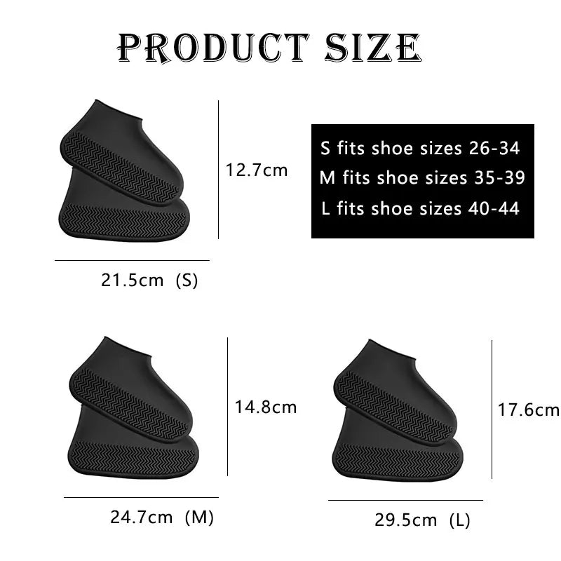Reusable Waterproof Rain Shoes Covers Silicone Outdoor Shoe Covers Walking Shoes Latex Shoe Covers Non-slip Rain Boots Covers