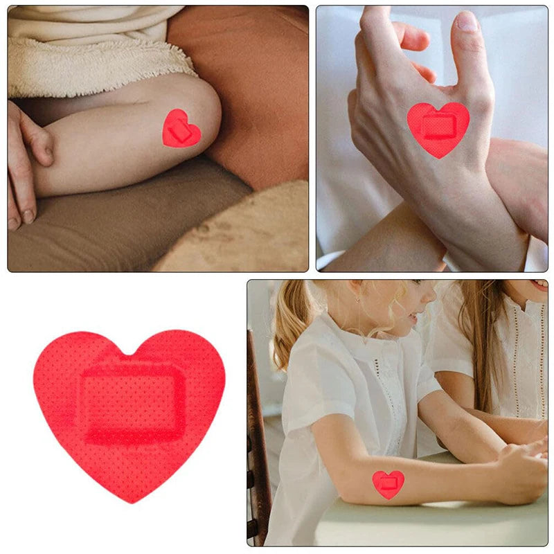 20/50pcs Heart Shape Bandages Cute Red Heart Wound Dressings Breathable Comfortable  Adhesive Portable Stickers for Kids Adults