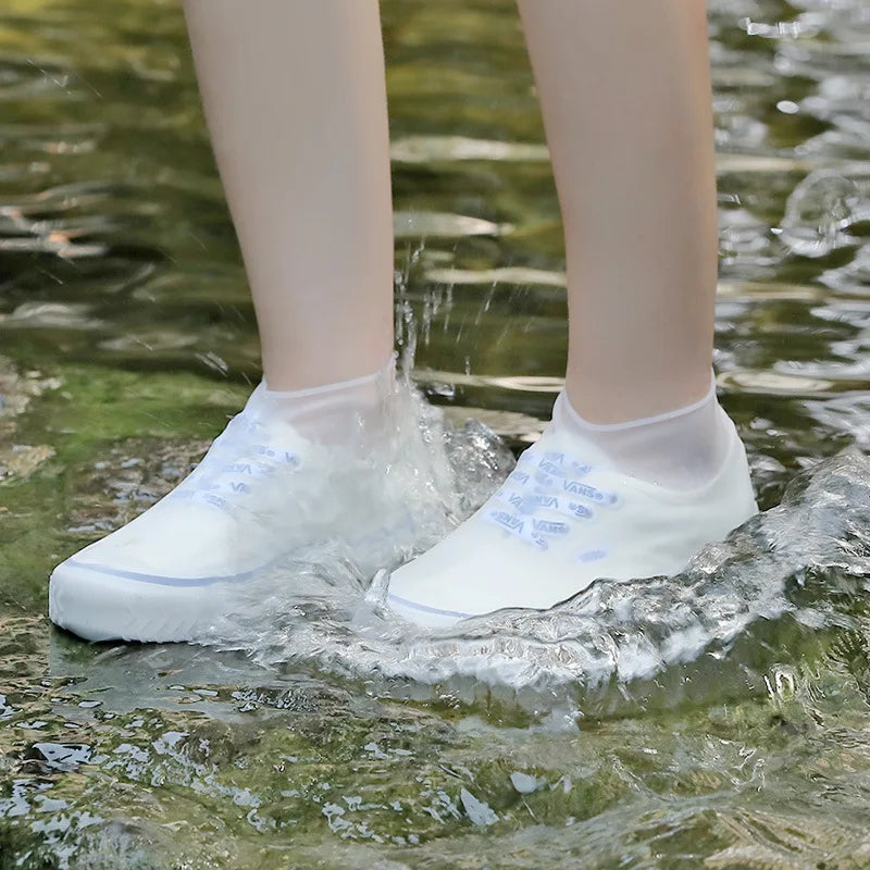 Reusable Waterproof Rain Shoes Covers Silicone Outdoor Shoe Covers Walking Shoes Latex Shoe Covers Non-slip Rain Boots Covers