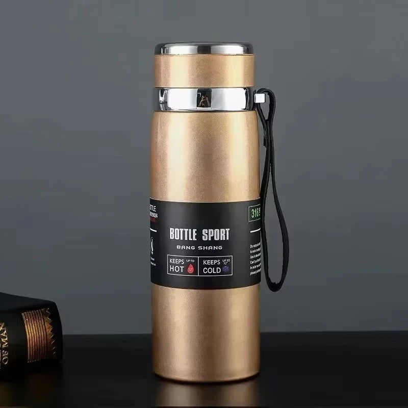 1L Portable Stainless Steel Thermal Bottle - Vacuum Insulated Thermos Keep Cold and Hot, for Water, Tea & Coffee Home Office Use