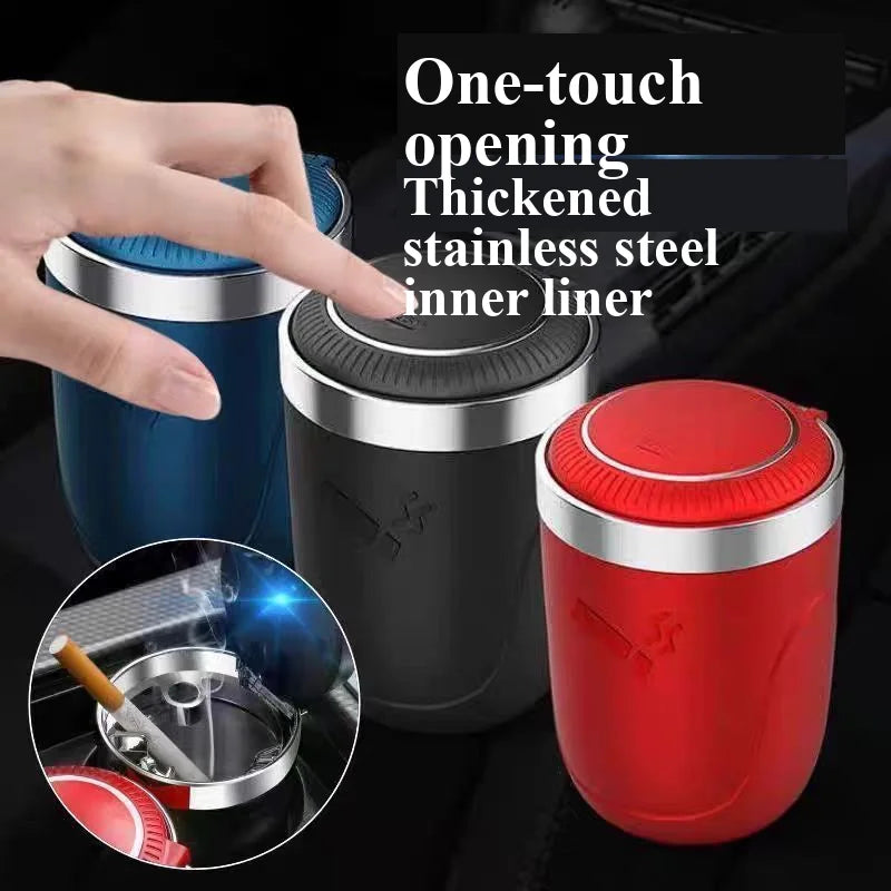 Car Ashtray With LED Light Universal Alloy Ash Tray Car  Retardant Cigarette Holder Ash Tray Automotive Supplies ﻿