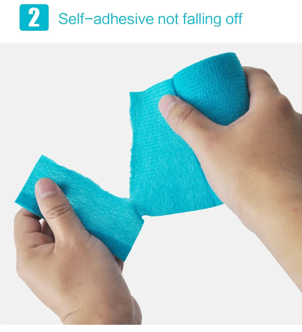 1Roll 2.5/5/10cm*4.5m Gauze Medical Bandage Self-adhesive Breathable Elastic Bandages for Sports Fixing Finger Wrist Leg