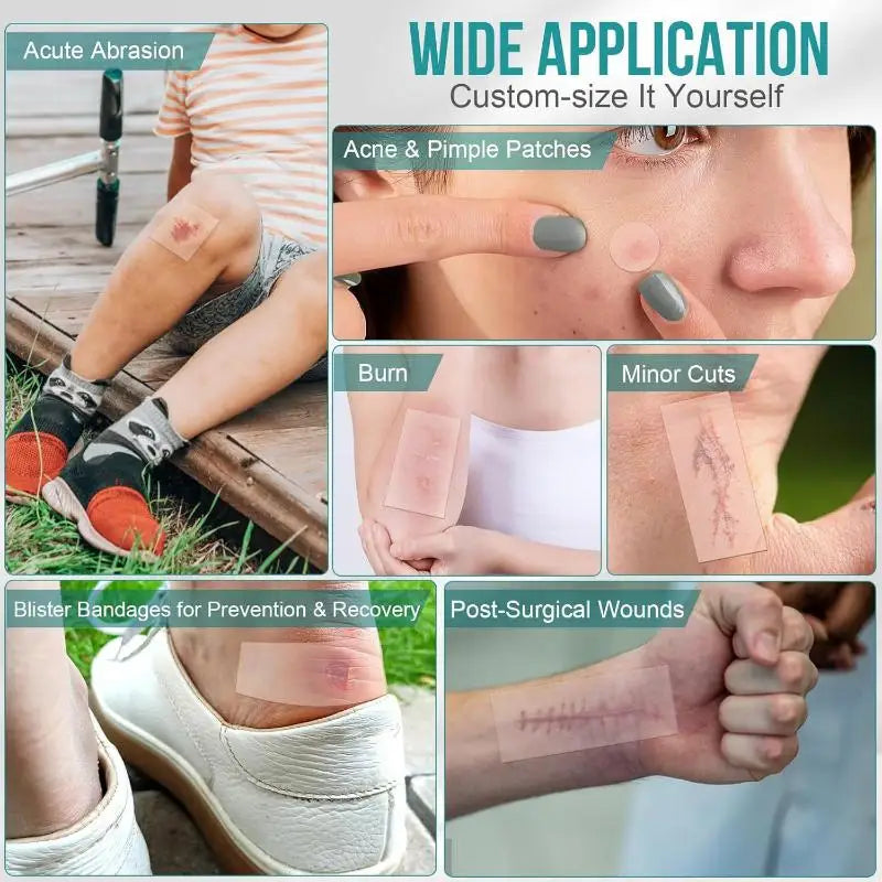 Hydrocolloid Bandage Roll; Waterproof Extra Thin Dressing for Exceptional Wound Care; Self Adhesive Scar Tape