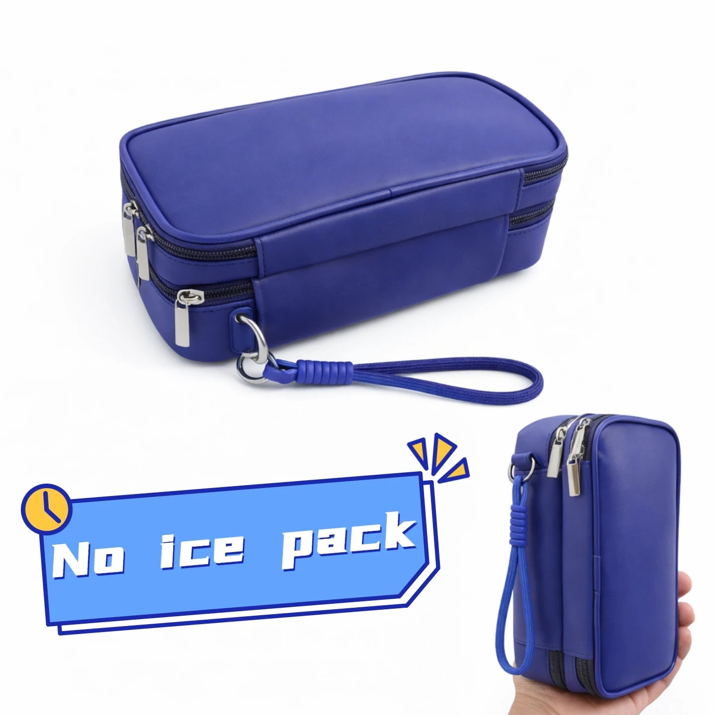 Royal Blue Diabetic Supplies Travel Case for Men, Single Layer/Double Layer Medical Storage Pouch for Insulin Pens, Bag Only