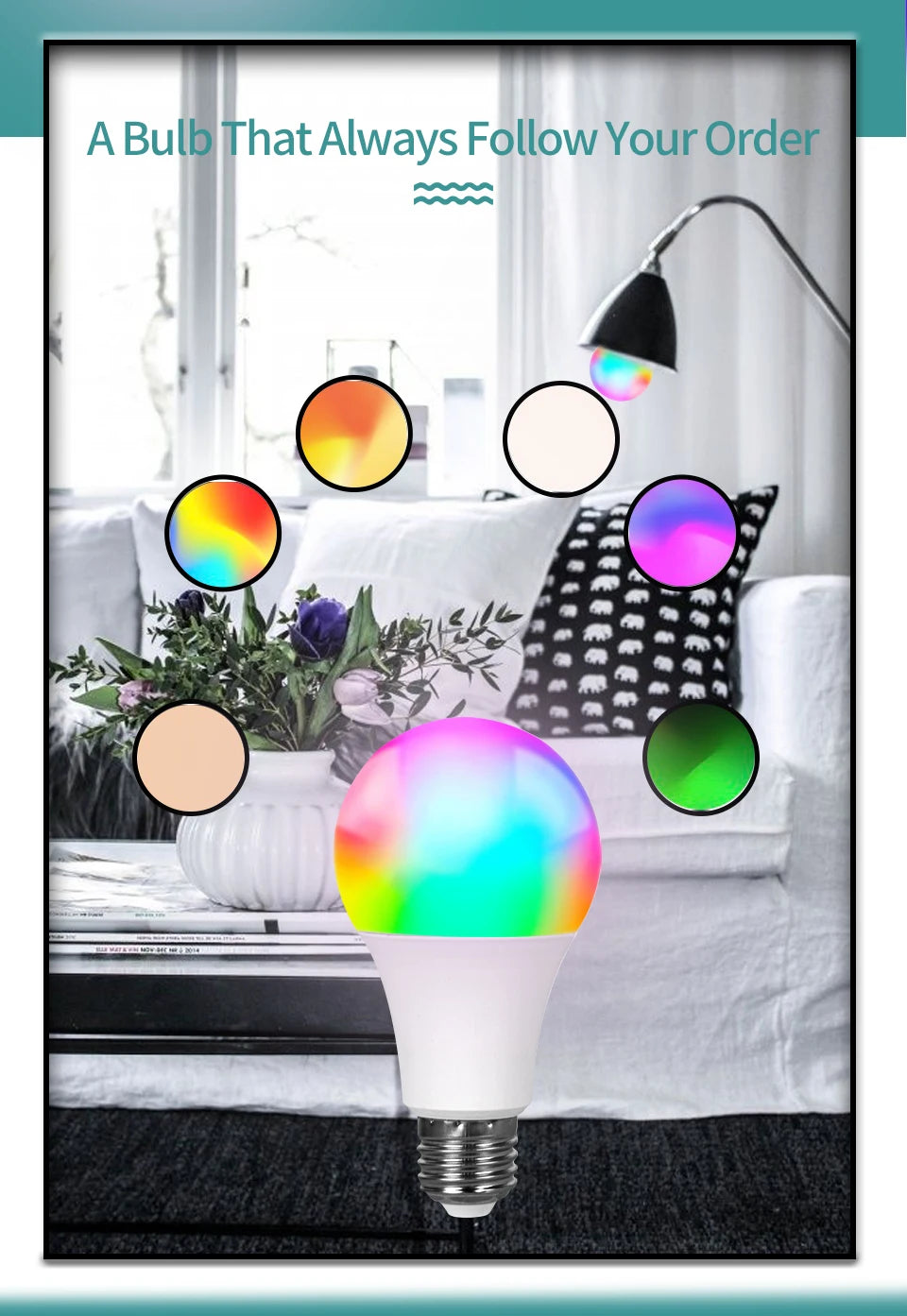 Tuya Smart Led Bulb E27 220V Smart Light Dimable Bluetooth RGB Lamp APP Control for Bedroom Room Decoration Party Lights