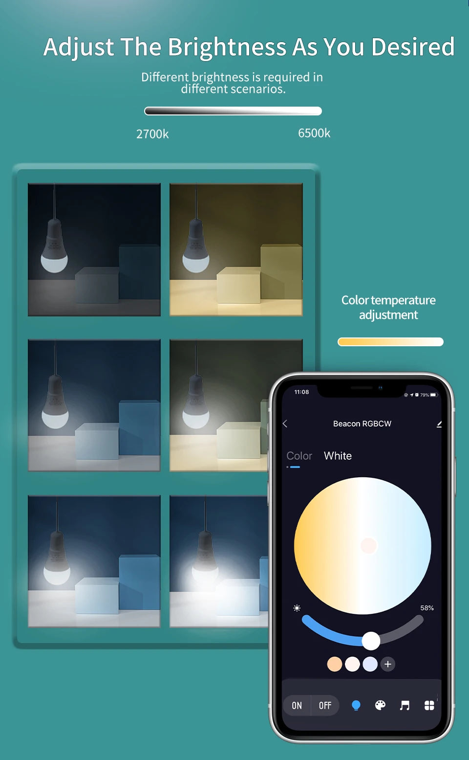 Tuya Smart Led Bulb E27 220V Smart Light Dimable Bluetooth RGB Lamp APP Control for Bedroom Room Decoration Party Lights