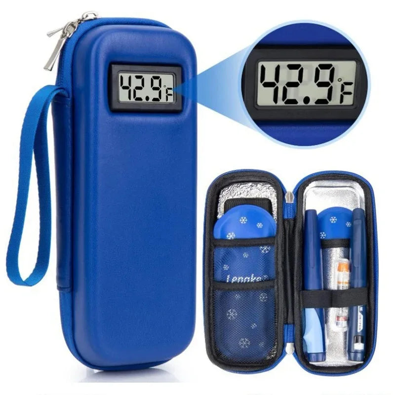 Large Insulin Cooler Travel Case Insulin Cooler Bag Temperature Display Heat Insulation for Diabetic Supplies Medicine Storage