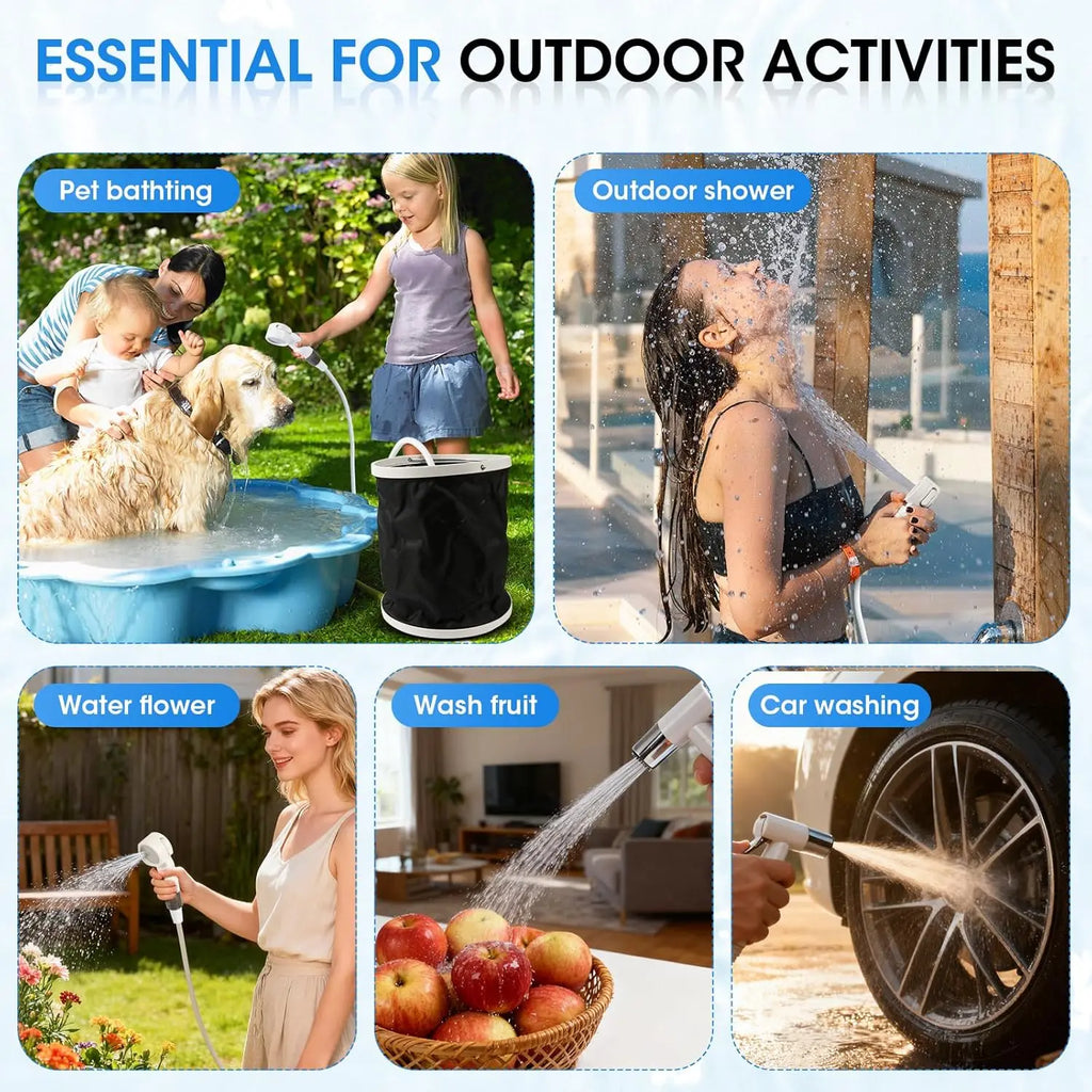 Portable Electric Shower Pump  2pcs Shower Head Sprayer USB Portable Pet Bath Shower Kit for Camping RV Travel  Watering Plants