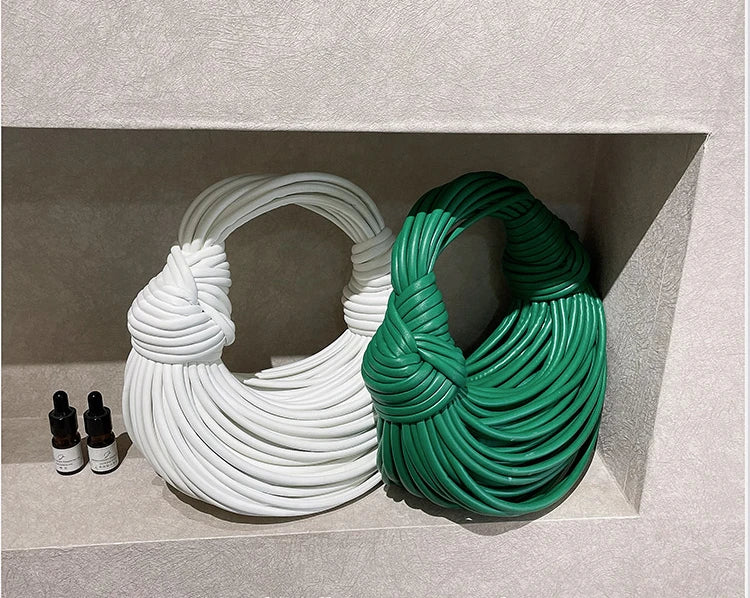Handbags for Women 2025 New in Gold Luxury Designer Brand Handwoven Noodle Bags Rope Knotted Pulled Hobo Silver Evening Clutch