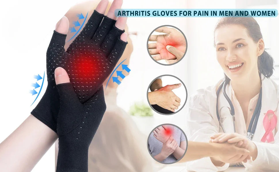 1Pair Arthritis Gloves for Pain Relief,Compression Gloves for Arthritis,Carpal Tunnel,Typing,Fingerless Hand Gloves for WomenMen