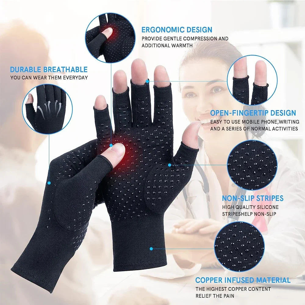 1Pair Arthritis Gloves for Pain Relief,Compression Gloves for Arthritis,Carpal Tunnel,Typing,Fingerless Hand Gloves for WomenMen