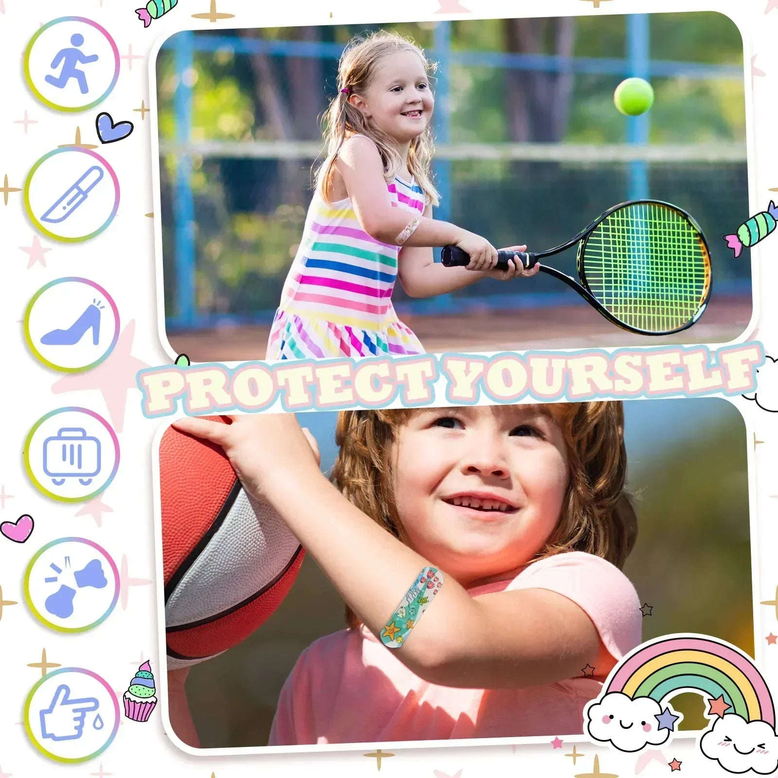 Bandages Bulk Cute Cartoon Bandages Flexible Adhesive 100Pcs Kids Kids  Strips Medical Waterproof Breathable for Children