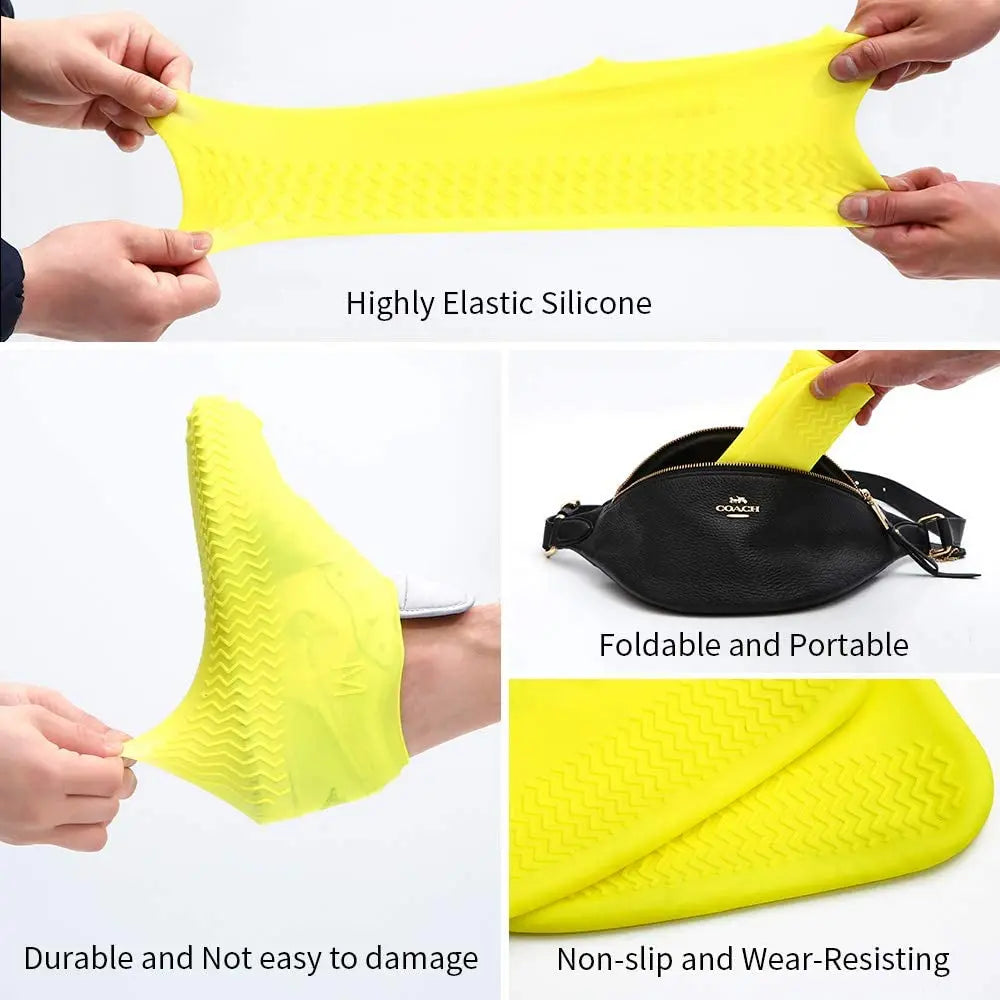 Reusable Waterproof Rain Shoes Covers Silicone Outdoor Shoe Covers Walking Shoes Latex Shoe Covers Non-slip Rain Boots Covers