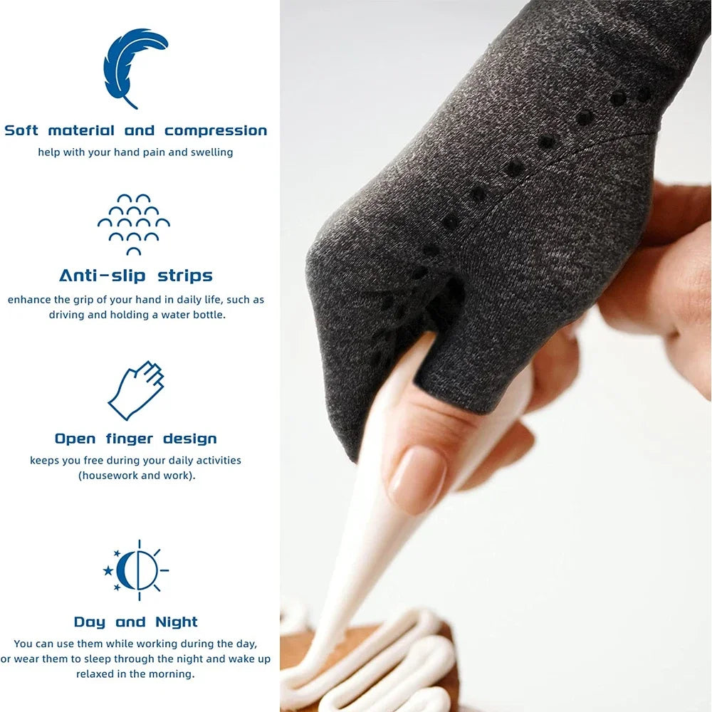 1Pair Arthritis Gloves for Pain Relief,Compression Gloves for Arthritis,Carpal Tunnel,Typing,Fingerless Hand Gloves for WomenMen