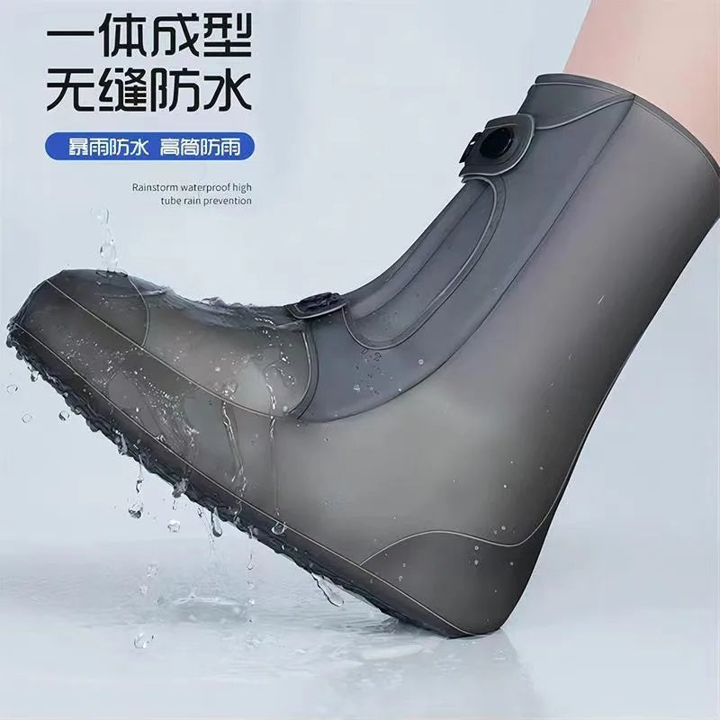 High Top Shoe Cover Portable Durable Galoshes Water Boot Rain Shoes Protector Reusable Waterproof Rain Shoe Covers with Buttons