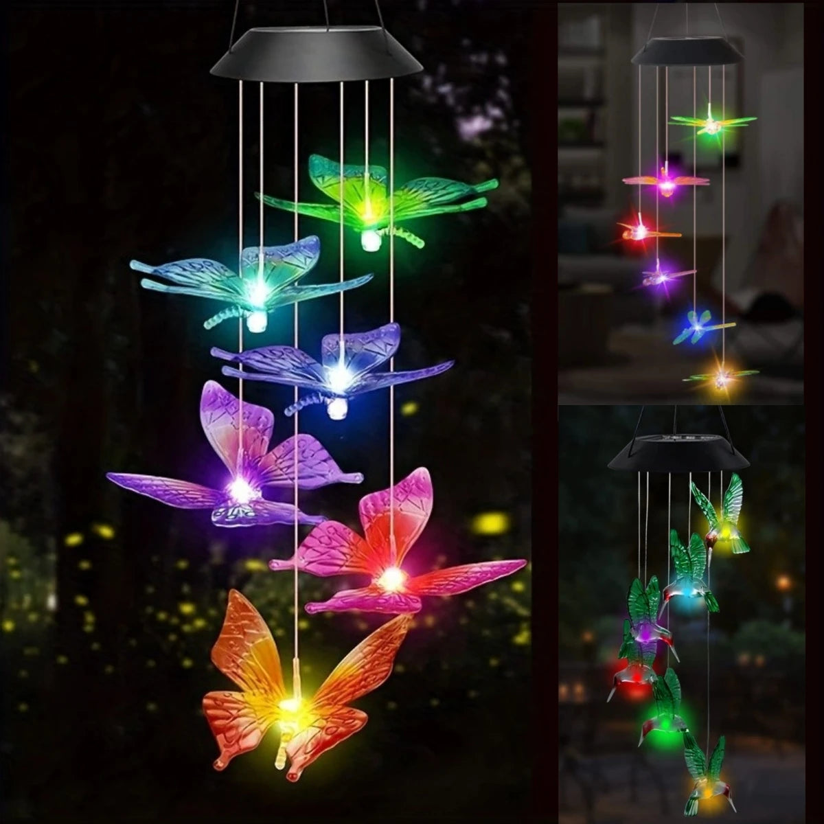 1PC Solar Wind Chime Outdoor, Color Changing Hanging Garden Light, Decorative Solar-Powered Chime Lighting for Patio/Yard