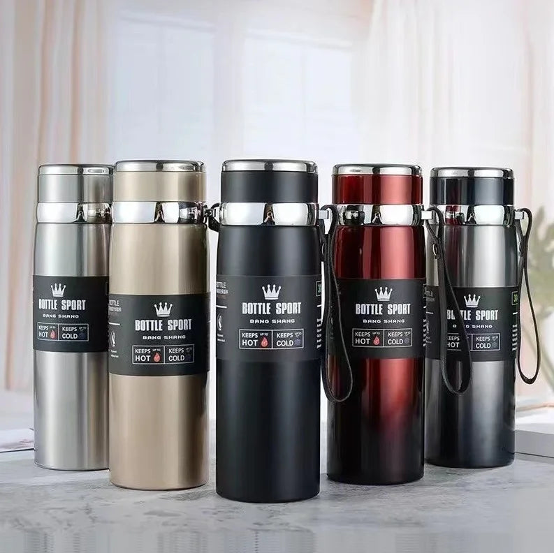1L Portable Stainless Steel Thermal Bottle - Vacuum Insulated Thermos Keep Cold and Hot, for Water, Tea & Coffee Home Office Use