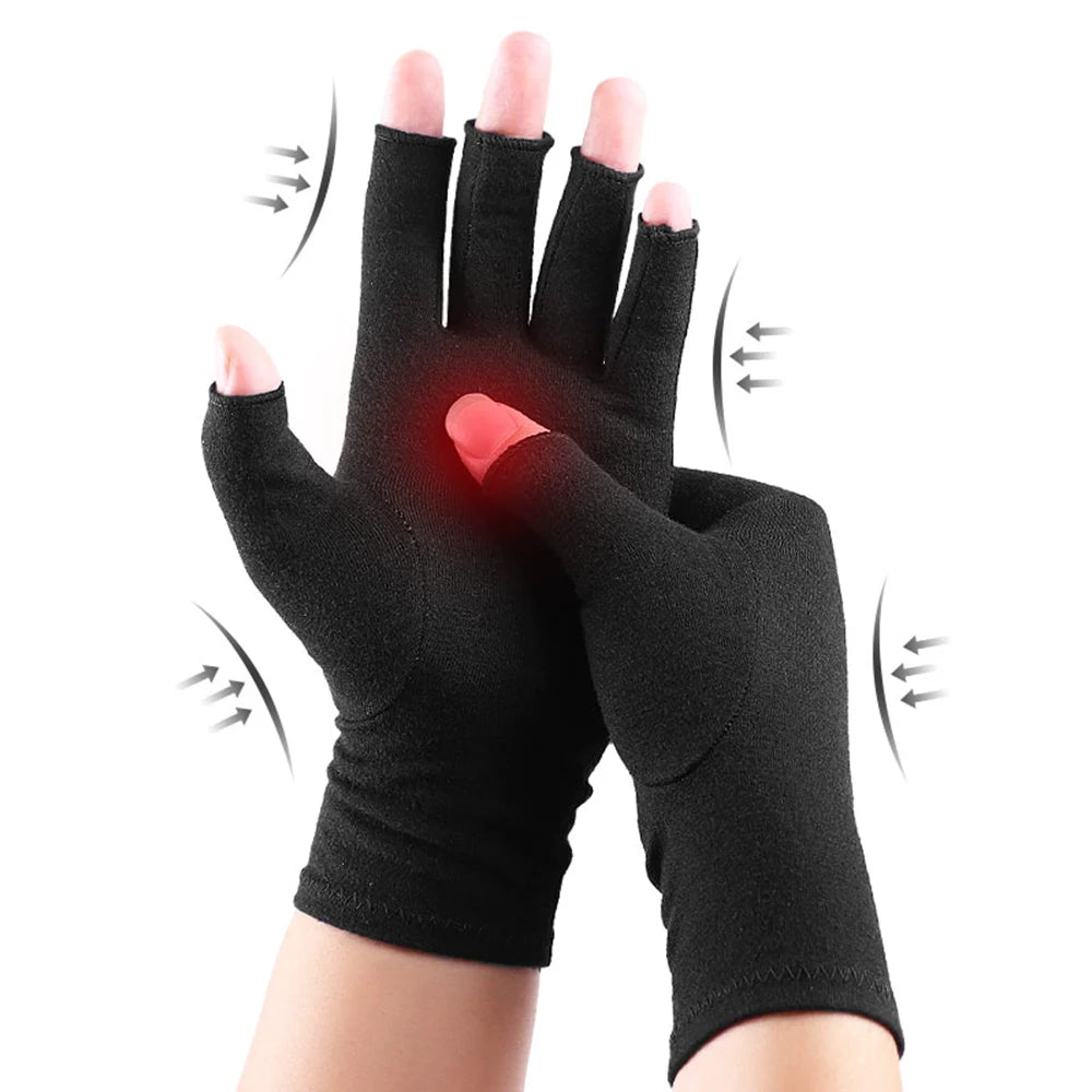 1Pair Copper Arthritis Gloves Half Finger Gloves Fingerless Gloves For Women Compression Gloves For Arthritis,Carpel Tunnel Pain