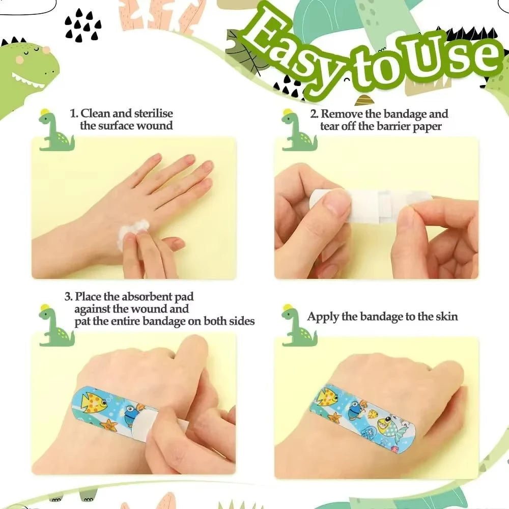 "100Pcs Kids Bandages Bulk Kids Cute Cartoon Bandages Flexible Adhesive Strips Medical Waterproof Breathable for Children "
