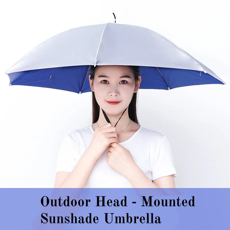 Fishing Umbrella Hat – Head - mounted Sunshade for Outdoors. Large, Foldable, All - Weather. Reinforced Windproof, Wide Canopy,