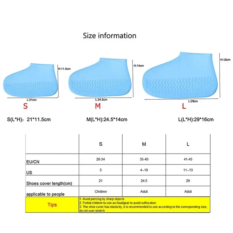 Waterproof Shoe Covers Silicone Anti-Slip Rain Boots Unisex Sneakers Protector for Outdoor Rainy Day Protectors Shoes Cover
