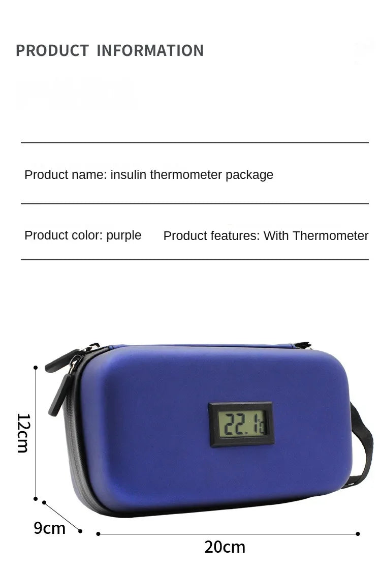 Insulin Cooler Travel Case Mini Insulin Cooler Bag Heat Insulation Temperature Display Medicine Diabetic Supplies Travel Case