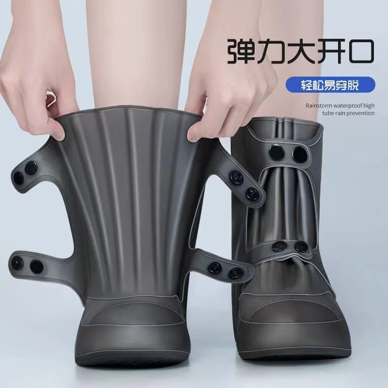 High Top Shoe Cover Portable Durable Galoshes Water Boot Rain Shoes Protector Reusable Waterproof Rain Shoe Covers with Buttons