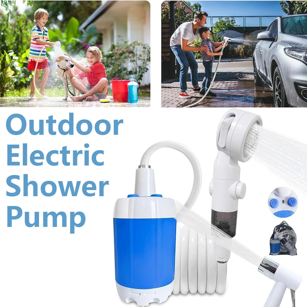 Portable Electric Shower Pump  2pcs Shower Head Sprayer USB Portable Pet Bath Shower Kit for Camping RV Travel  Watering Plants