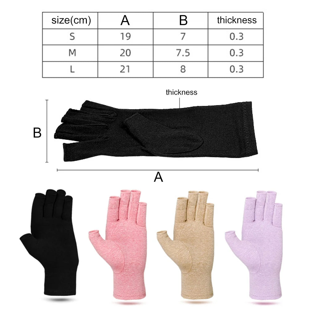 1Pair Copper Arthritis Gloves Half Finger Gloves Fingerless Gloves For Women Compression Gloves For Arthritis,Carpel Tunnel Pain