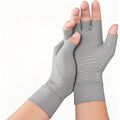 1Pair Copper Compression Gloves for Arthritis - Open Finger- For Men & Women, Hand Support for Typing & Daily Wear