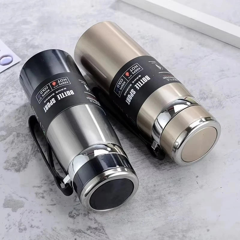 1L Portable Stainless Steel Thermal Bottle - Vacuum Insulated Thermos Keep Cold and Hot, for Water, Tea & Coffee Home Office Use