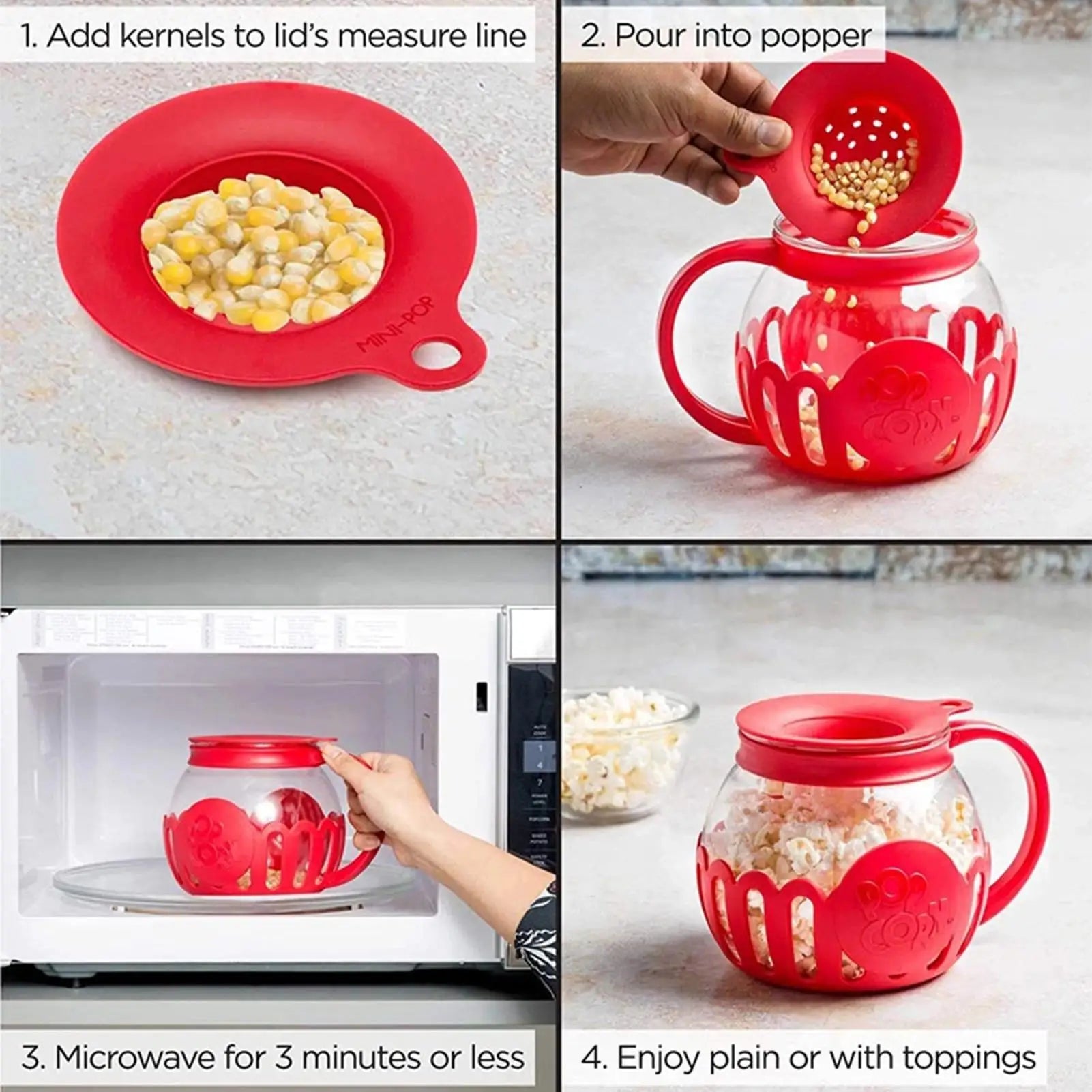 Microwave Popcorn Popper Popcorn Bucket Microwave Bowls Mini Machine Safe Borosilicate Glass Popcorn Maker