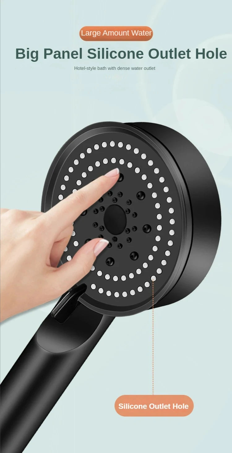 High Pressure Handheld Shower Head 5 Modes Adjustable Shower Heads Water Saving Spa Shower Head Sprayer Bathroom Accessory