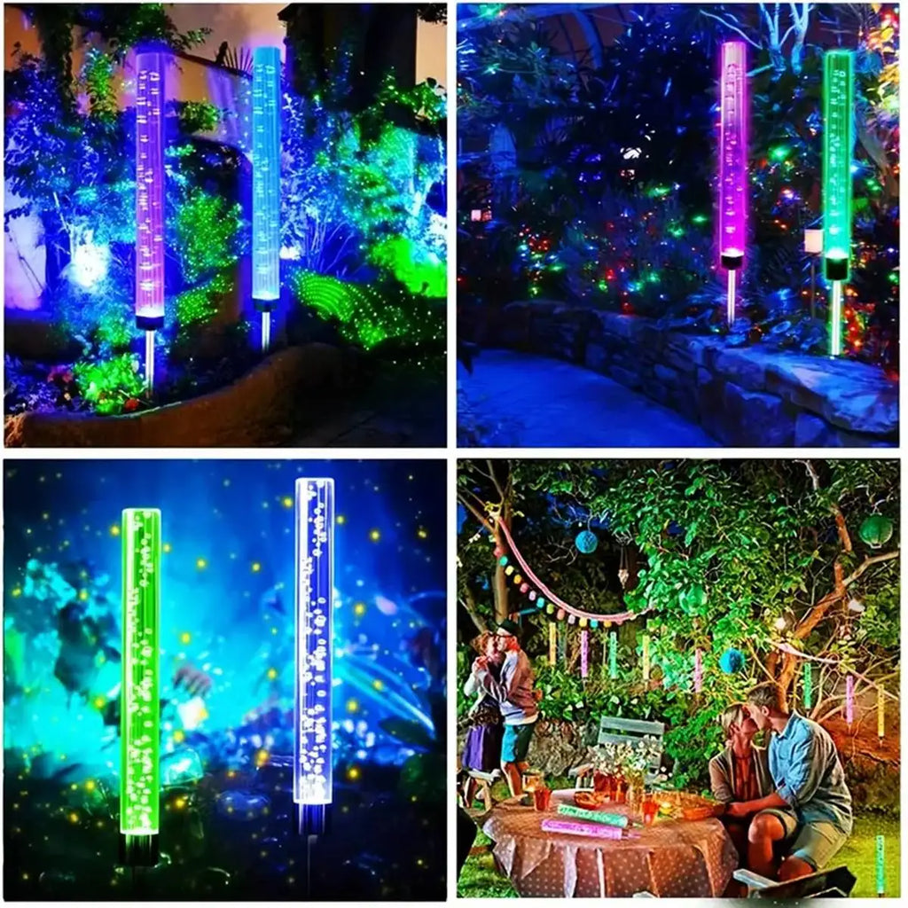 1/2pcs Solar Bubble Bar Garden Light Outdoor Color Changing Solar Landscape Path Light For Terrace Lawn And Courtyard Decor