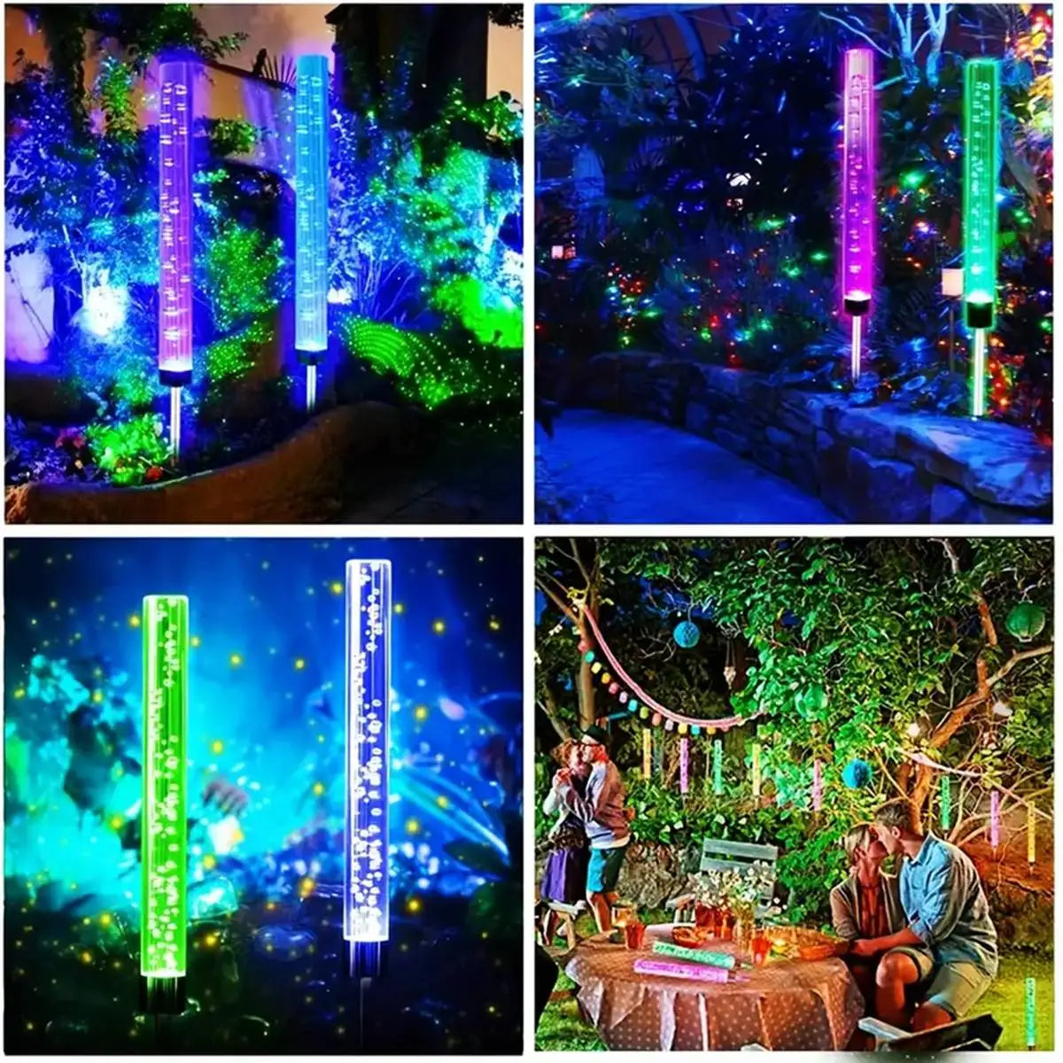 1/2pcs Solar Bubble Bar Garden Light Outdoor Color Changing Solar Landscape Path Light For Terrace Lawn And Courtyard Decor