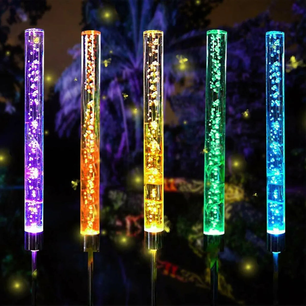 1/2pcs Solar Bubble Bar Garden Light Outdoor Color Changing Solar Landscape Path Light For Terrace Lawn And Courtyard Decor