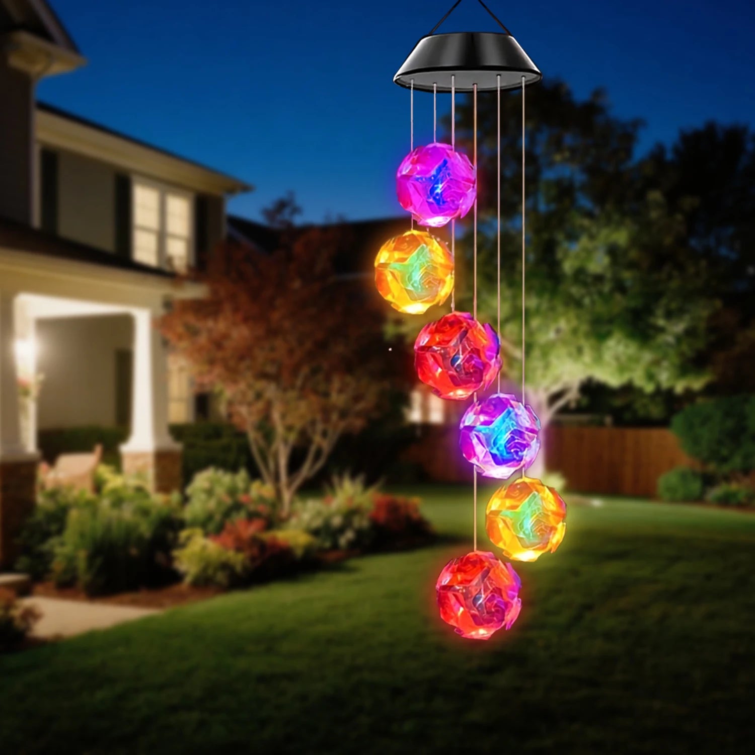 1PC Solar Wind Chime Outdoor, Color Changing Hanging Garden Light, Decorative Solar-Powered Chime Lighting for Patio/Yard