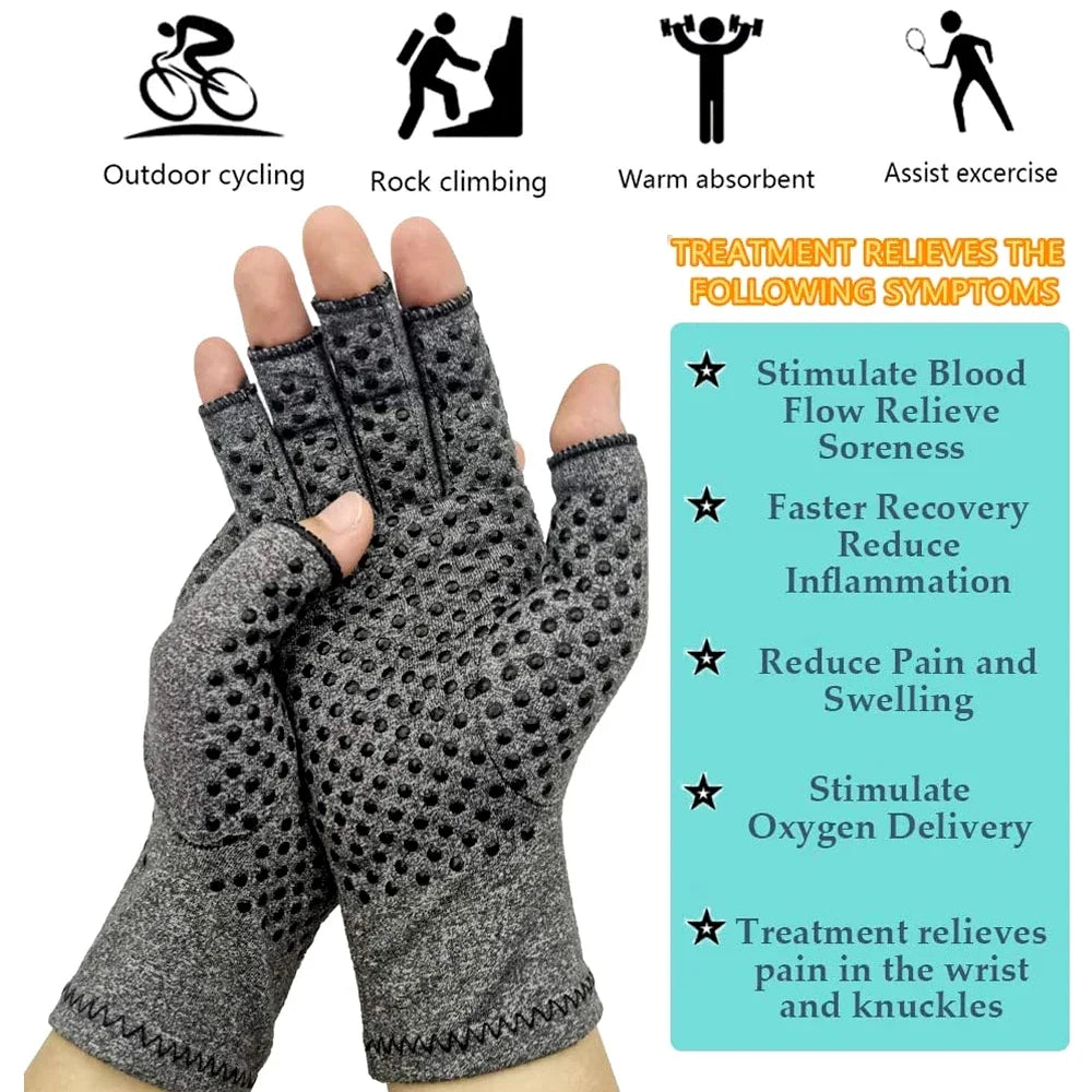 1Pair Arthritis Gloves for Pain Relief,Compression Gloves for Arthritis,Carpal Tunnel,Typing,Fingerless Hand Gloves for WomenMen
