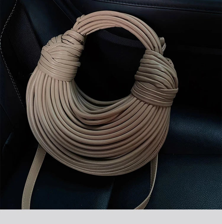 Handbags for Women 2025 New in Gold Luxury Designer Brand Handwoven Noodle Bags Rope Knotted Pulled Hobo Silver Evening Clutch