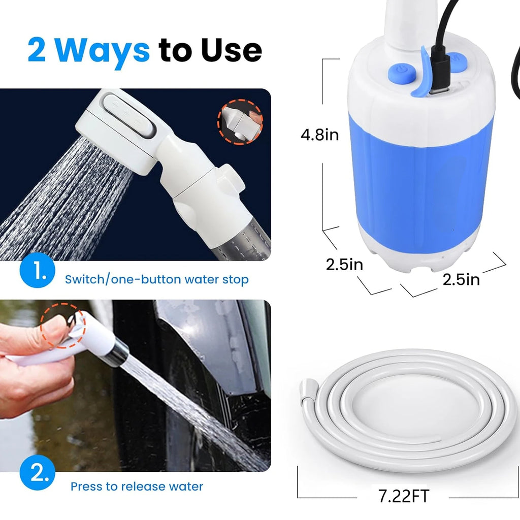Portable Electric Shower Pump  2pcs Shower Head Sprayer USB Portable Pet Bath Shower Kit for Camping RV Travel  Watering Plants