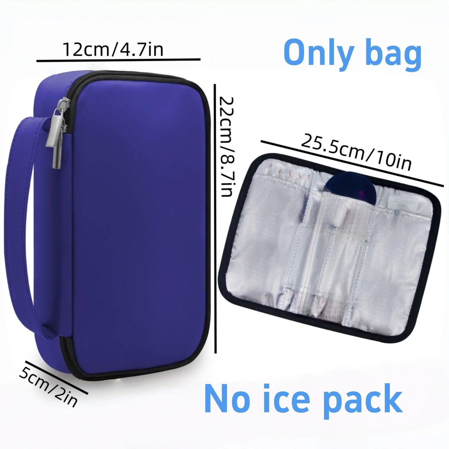 Royal Blue Diabetic Supplies Travel Case for Men, Single Layer/Double Layer Medical Storage Pouch for Insulin Pens, Bag Only