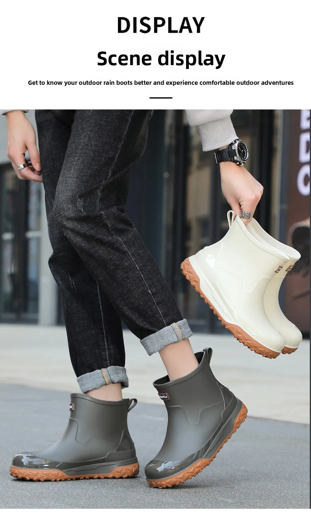 Fishing water shoes for men waterproof anti-slip  wear-resistant rain boots rain shoes, 2026 new style kitchen work rubber shoes