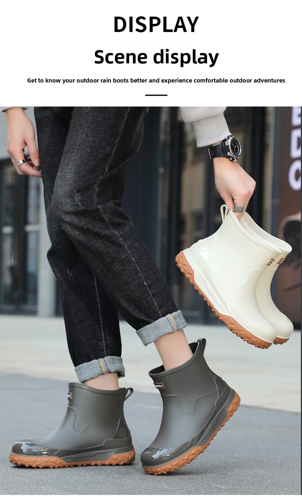 Fishing water shoes for men waterproof anti-slip  wear-resistant rain boots rain shoes, 2026 new style kitchen work rubber shoes