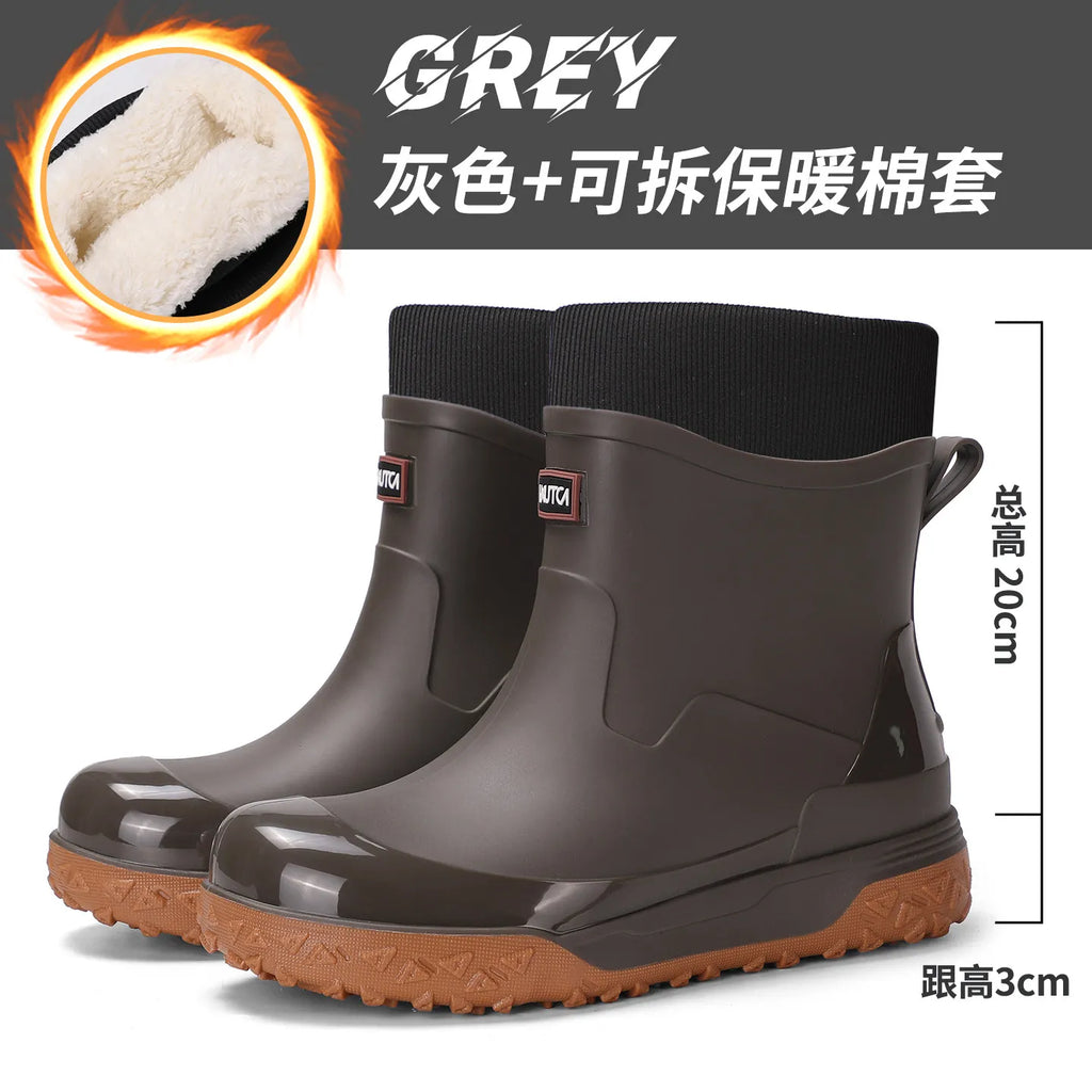 Fishing water shoes for men waterproof anti-slip  wear-resistant rain boots rain shoes, 2026 new style kitchen work rubber shoes