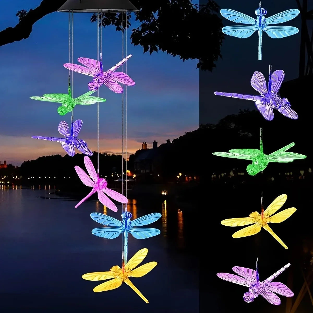 1PC Solar Wind Chime Outdoor, Color Changing Hanging Garden Light, Decorative Solar-Powered Chime Lighting for Patio/Yard