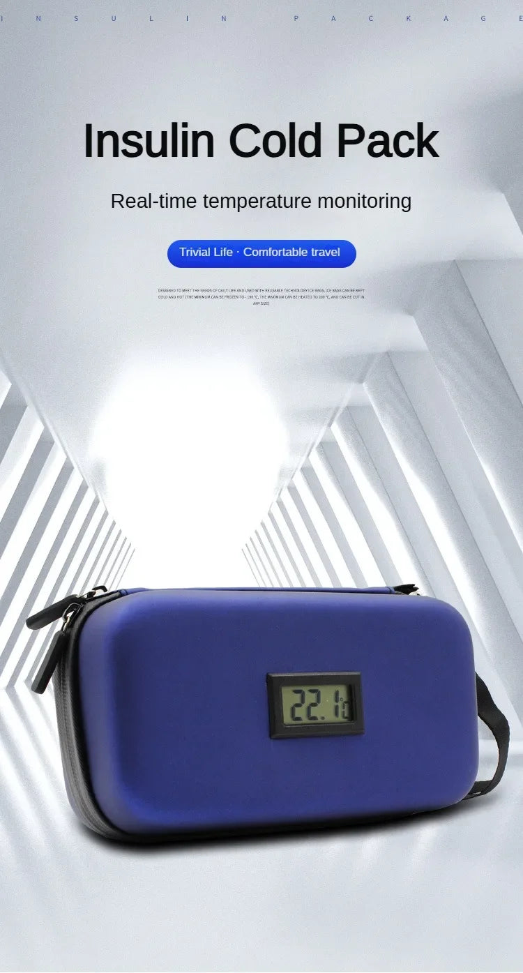 Insulin Cooler Travel Case Mini Insulin Cooler Bag Heat Insulation Temperature Display Medicine Diabetic Supplies Travel Case